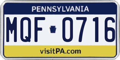 PA license plate MQF0716