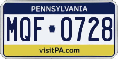 PA license plate MQF0728