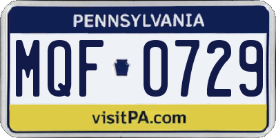 PA license plate MQF0729