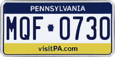 PA license plate MQF0730