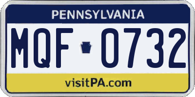 PA license plate MQF0732