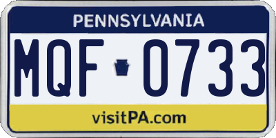 PA license plate MQF0733