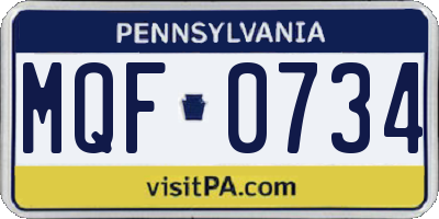 PA license plate MQF0734