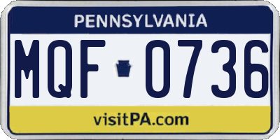 PA license plate MQF0736