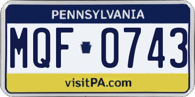 PA license plate MQF0743