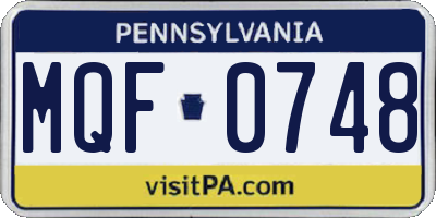 PA license plate MQF0748
