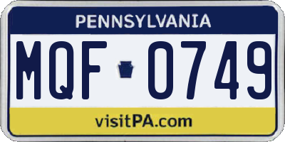 PA license plate MQF0749