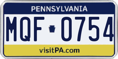 PA license plate MQF0754