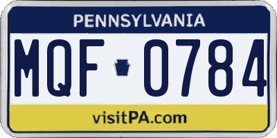 PA license plate MQF0784