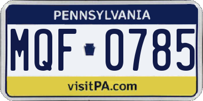 PA license plate MQF0785