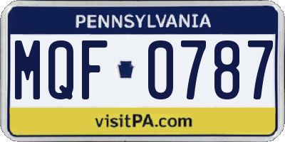 PA license plate MQF0787