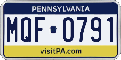 PA license plate MQF0791