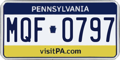 PA license plate MQF0797
