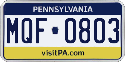 PA license plate MQF0803