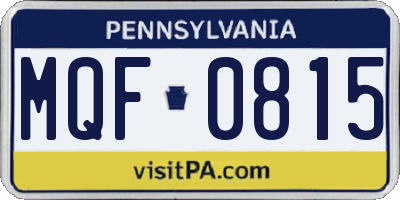PA license plate MQF0815