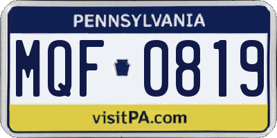 PA license plate MQF0819