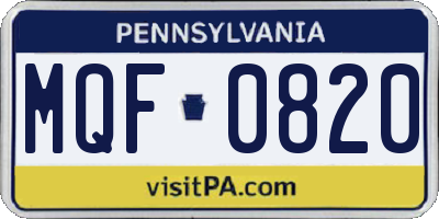 PA license plate MQF0820