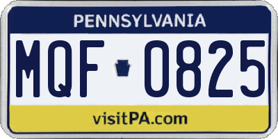 PA license plate MQF0825