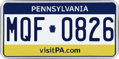 PA license plate MQF0826