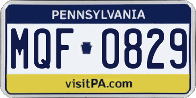 PA license plate MQF0829