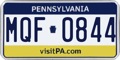 PA license plate MQF0844