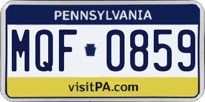 PA license plate MQF0859