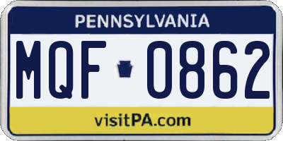 PA license plate MQF0862
