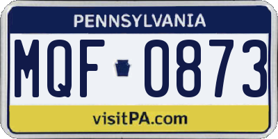 PA license plate MQF0873