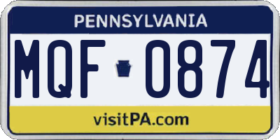 PA license plate MQF0874