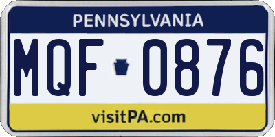 PA license plate MQF0876