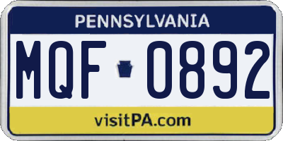 PA license plate MQF0892