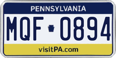 PA license plate MQF0894