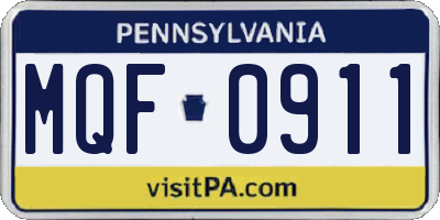 PA license plate MQF0911