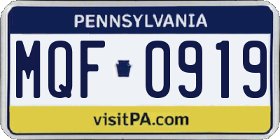 PA license plate MQF0919