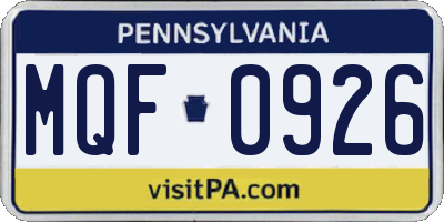 PA license plate MQF0926