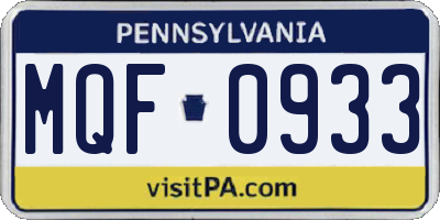 PA license plate MQF0933