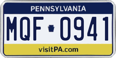 PA license plate MQF0941