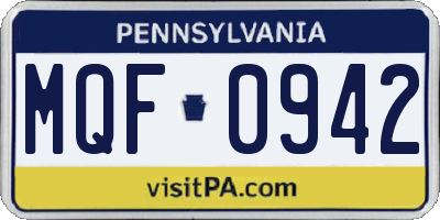 PA license plate MQF0942