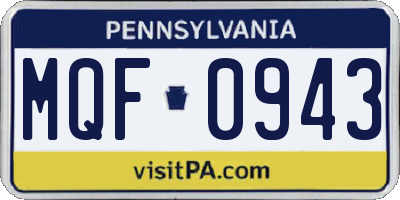 PA license plate MQF0943