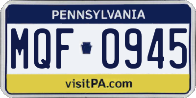 PA license plate MQF0945