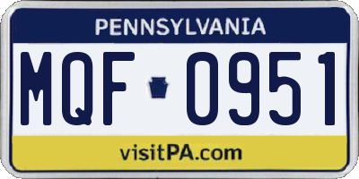 PA license plate MQF0951