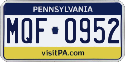 PA license plate MQF0952