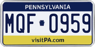 PA license plate MQF0959