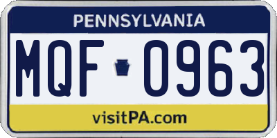 PA license plate MQF0963