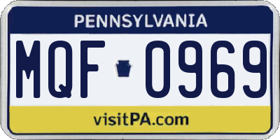 PA license plate MQF0969
