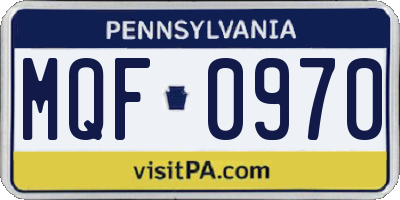 PA license plate MQF0970