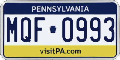 PA license plate MQF0993