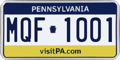 PA license plate MQF1001