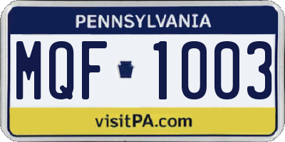 PA license plate MQF1003