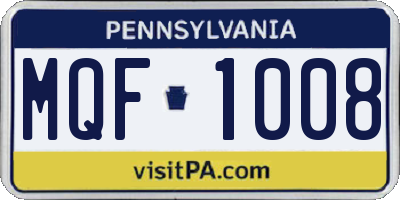 PA license plate MQF1008